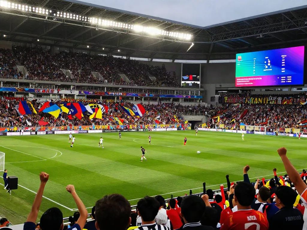 Exciting display of football action at a stadium featuring fans and players, highlighting the spirit of TOP10สนาม.