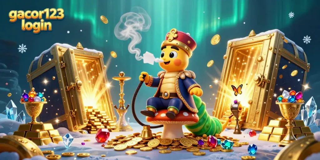 Experience the dynamic world of gacor123 login with captivating casino visuals, vibrant gold and jewels flow.