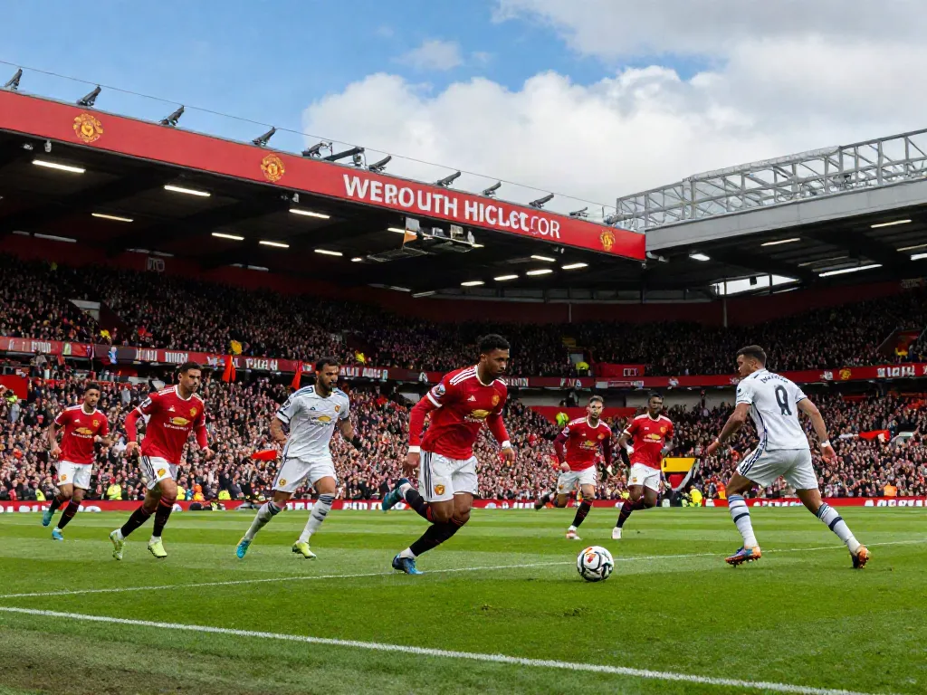 Exciting Manchester United vs Liverpool match showing players competing for the ball on a vibrant pitch.
