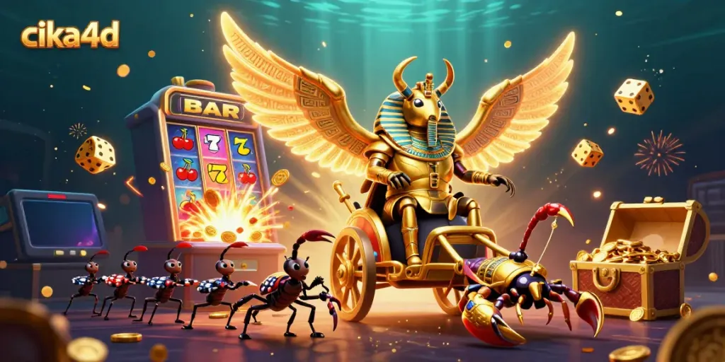 Experience thrilling gameplay at cika4d with a dazzling slot machine and vibrant casino elements.