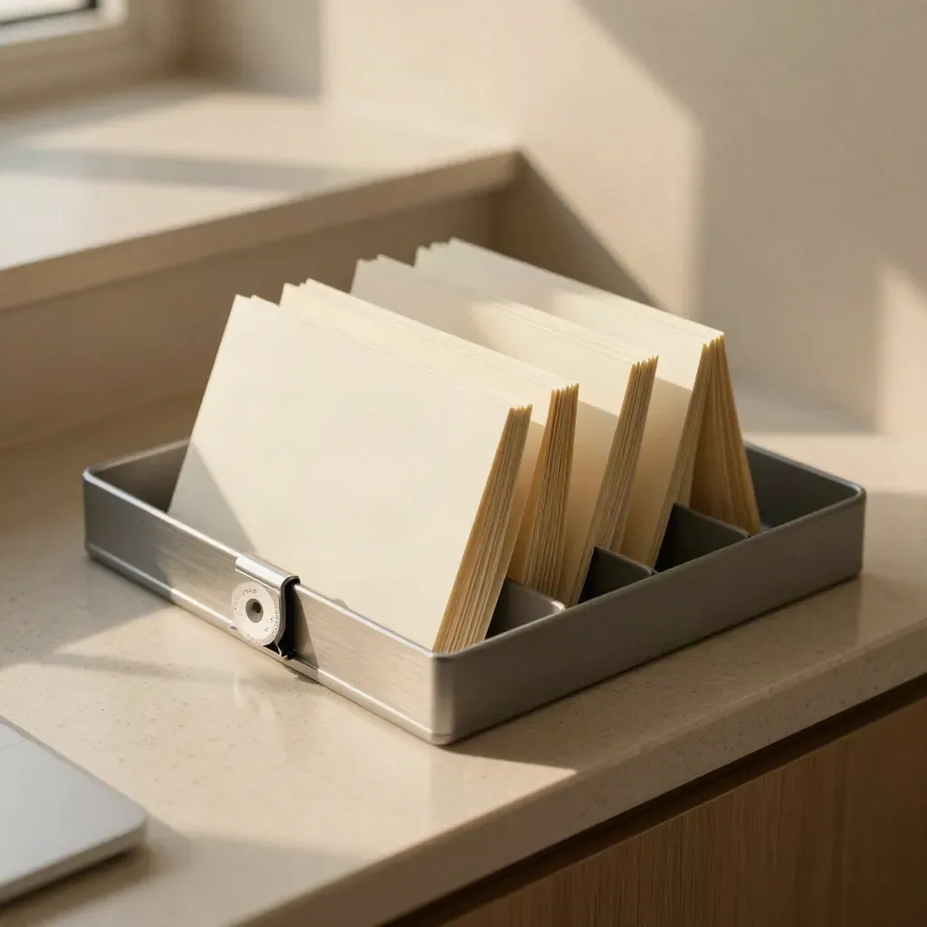 Travertine hiring kit with sleeves, clip rail, timing disc, and sorting tray in motion.