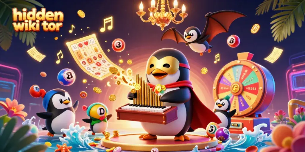 Experience the vibrant energy of hidden wiki tor as colorful lottery balls and golden coins fly around our casino-themed illustration.