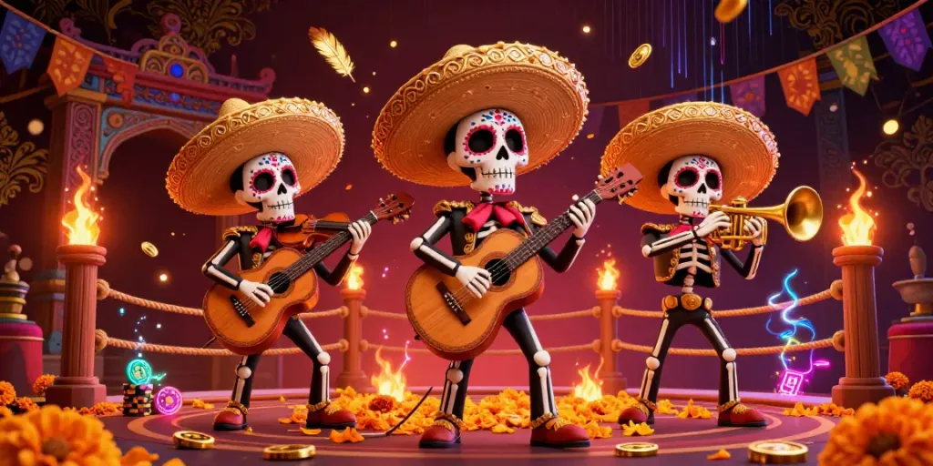 Experience vibrant gaming with australianonlinecasino's mariachis and stunning casino elements.