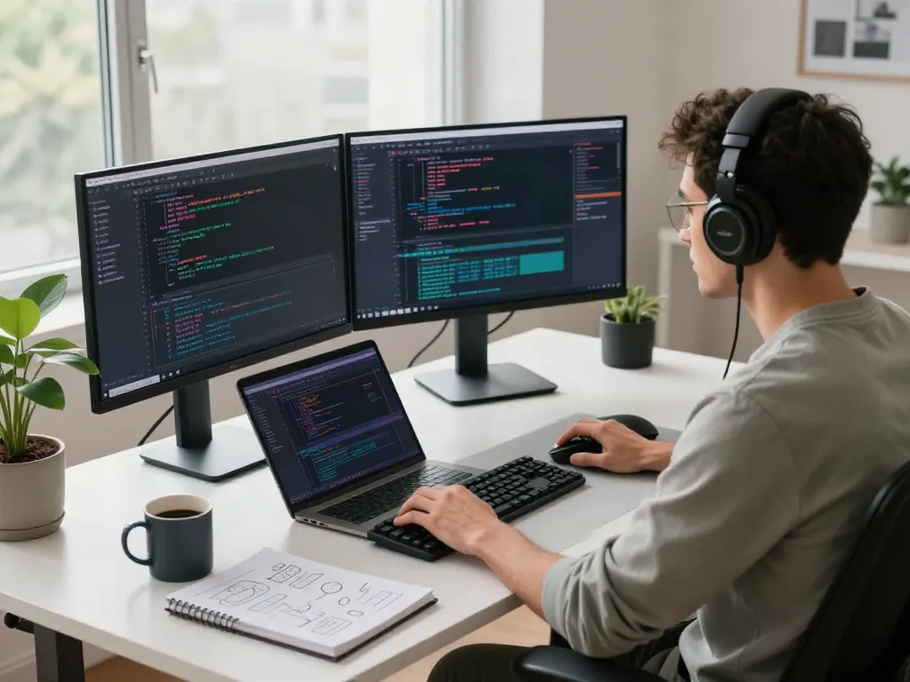 v2rayN官网 professional software development workspace with coding and UI design.