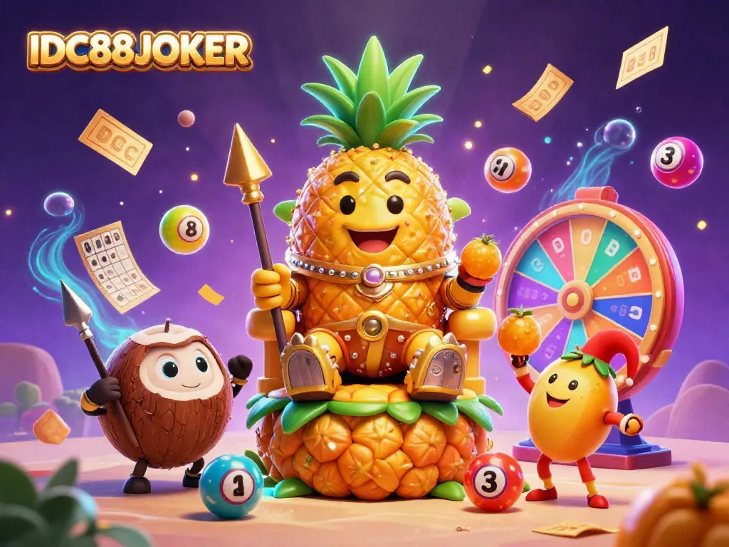 Experience thrilling games at IDC88JOKER with colorful lottery balls and vibrant casino elements.